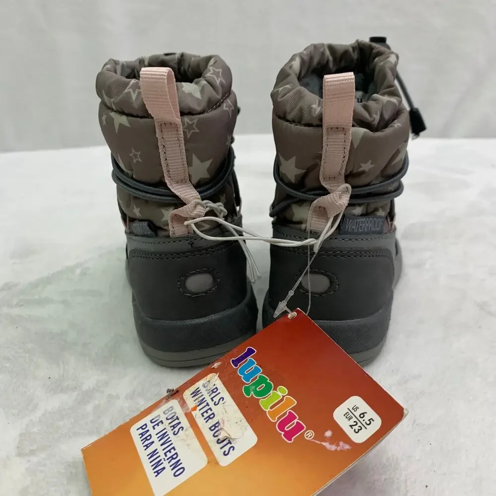 NWT 3M Scotchlite Toddlers Girls 6.5 Winter Boots Gray Snowflakes Waterproof